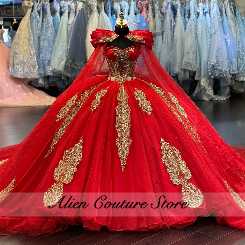 Роскошное красное платье quinceanera - Фотография_2