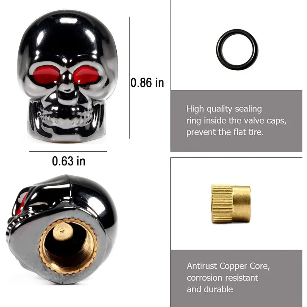 Колпачки для штока клапана с черепом - Фотография_3