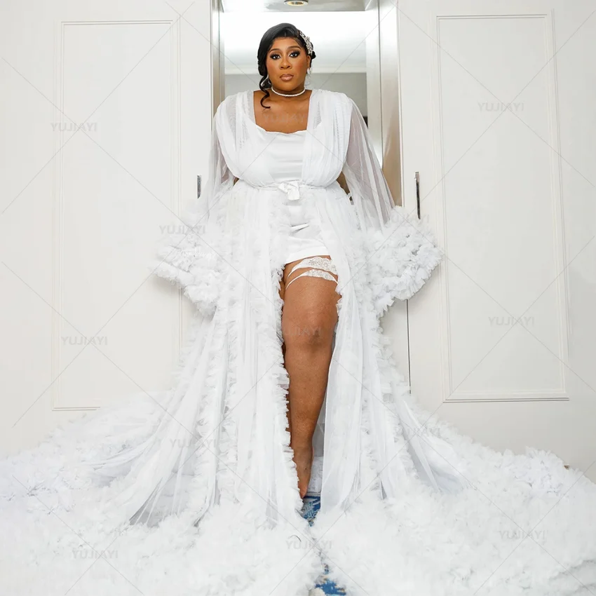 Тюлевые свадебные платья с длинным шлейфом для женщин - Фотография_3