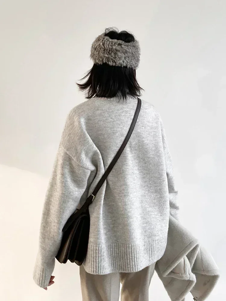 Chic ven модные женские свободные свитера с высоким воротником - Фотография_3