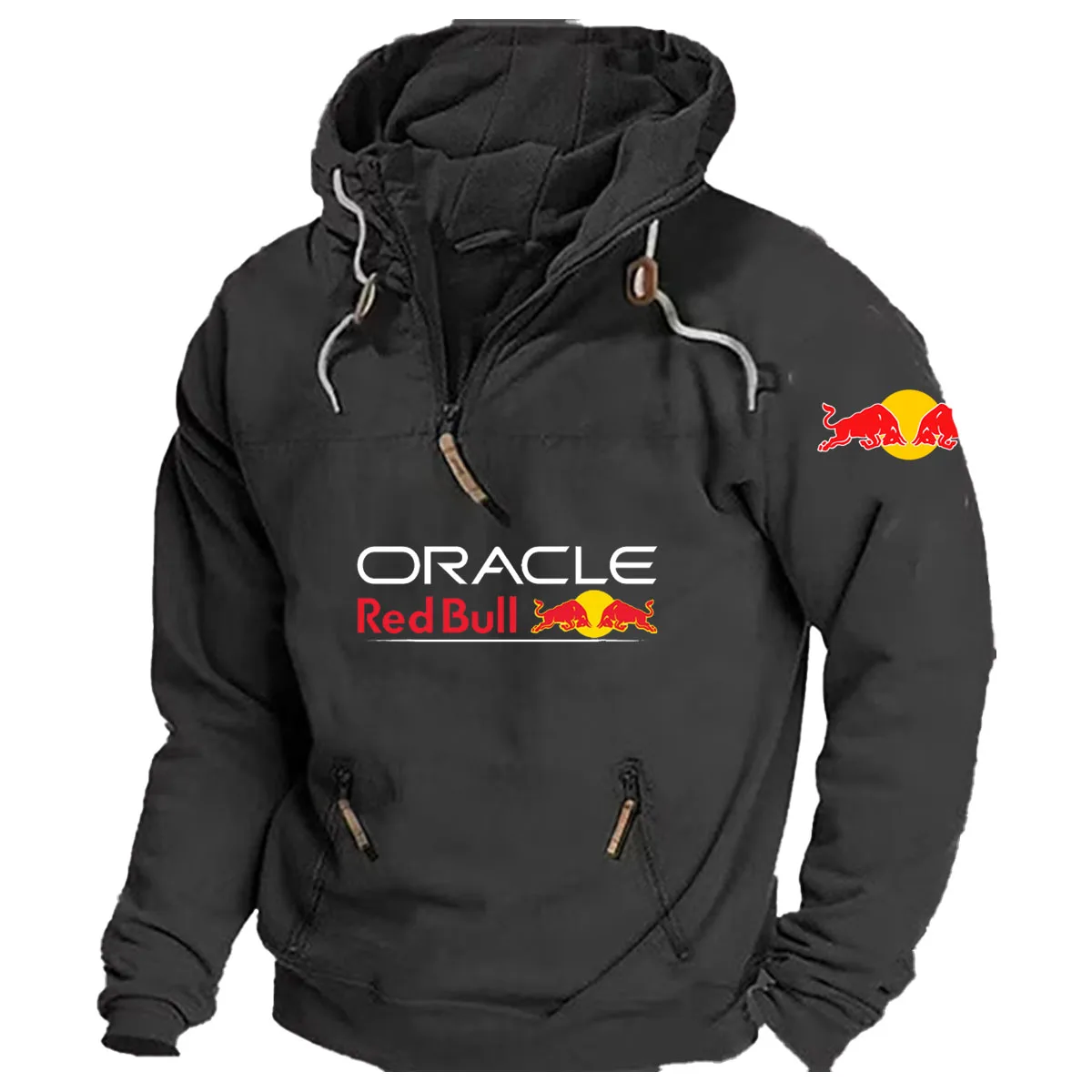 Мужская мотоциклетная куртка с логотипом red bull и капюшоном - Фотография_4