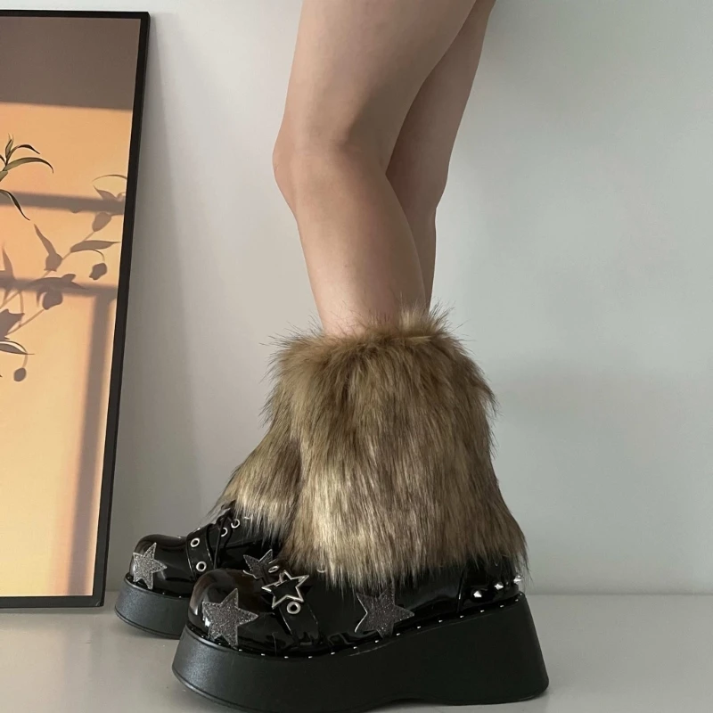 3 цвета, 15 см, утепленные плюшевые гетры из искусственного меха - Фотография_4