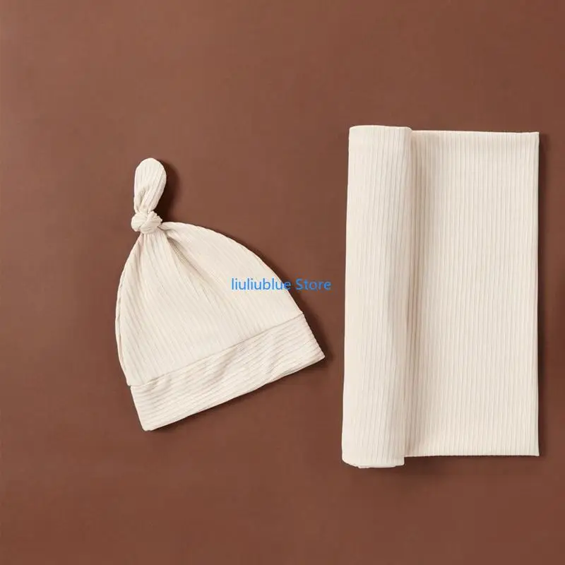 Хлопковое пеленальное полотенце для новорожденных с повязкой на голову - Фотография_2