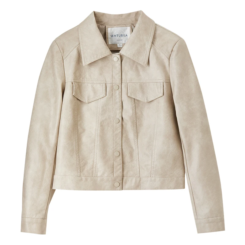 Sentubila женские укороченные куртки из искусственной кожи в стиле ретро - Фотография_6