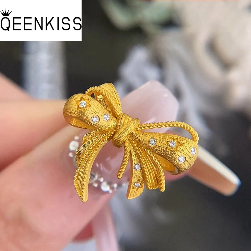 Kiss & flower золотые кольца с галстуком-бабочкой для женщин