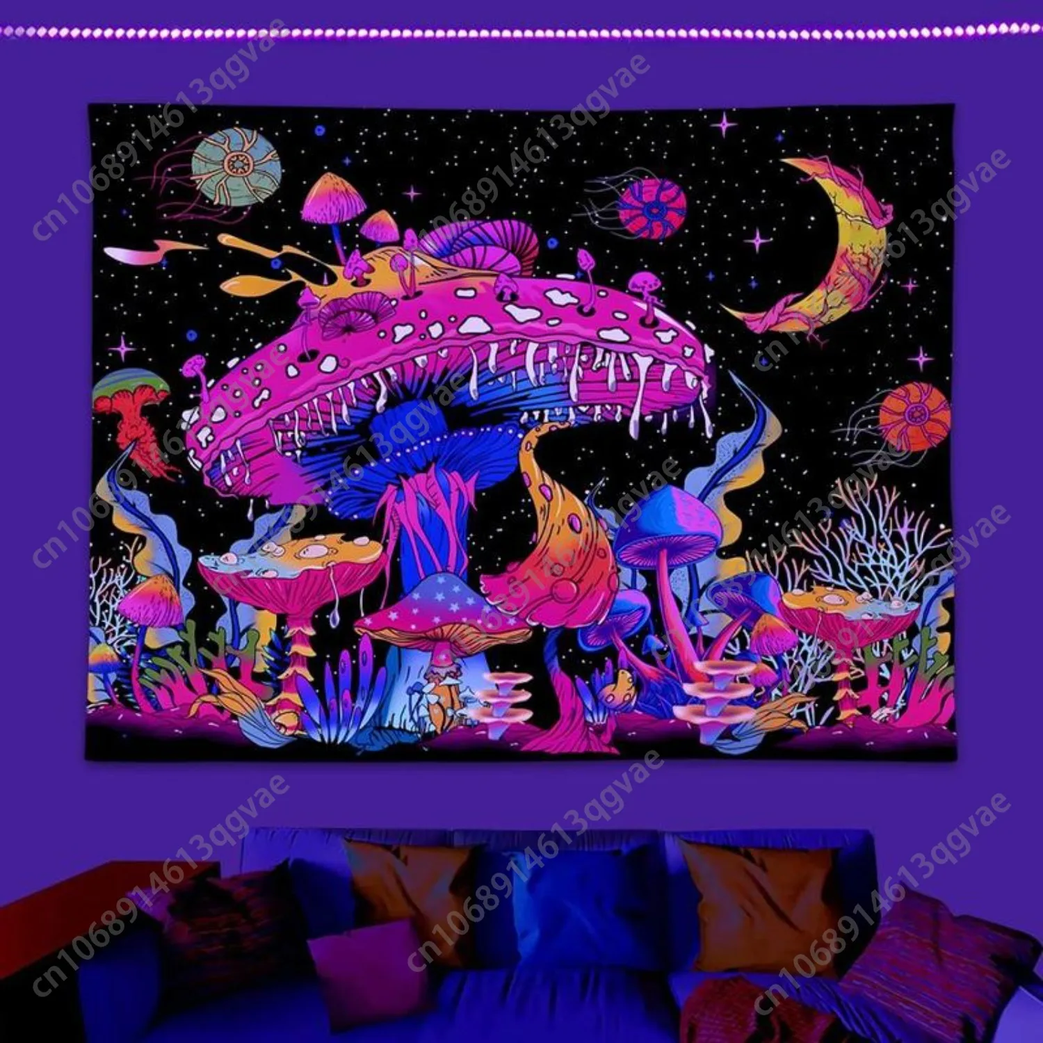 Флуоресцентный гобелен с принтом грибов - Фотография_5