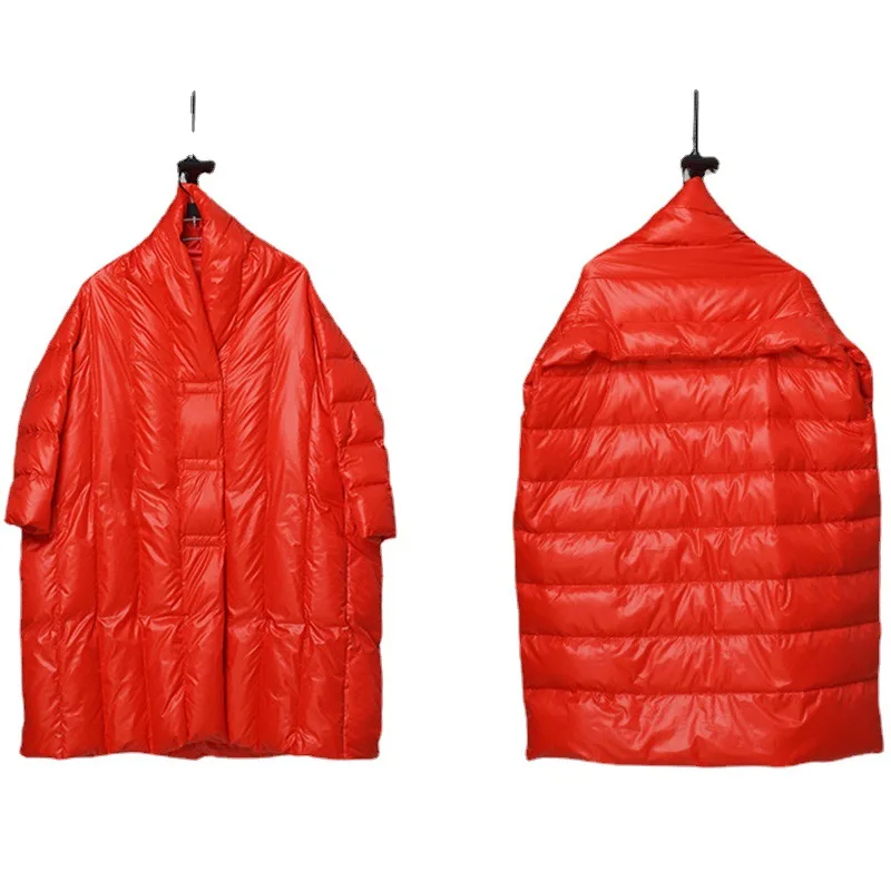 Женская длинная накидка-пуховик - Фотография_6