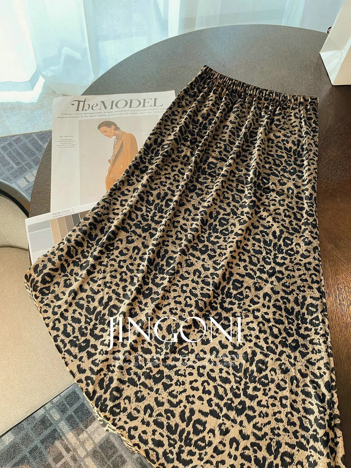 Леопардовая бархатная длинная юбка - Фотография_4