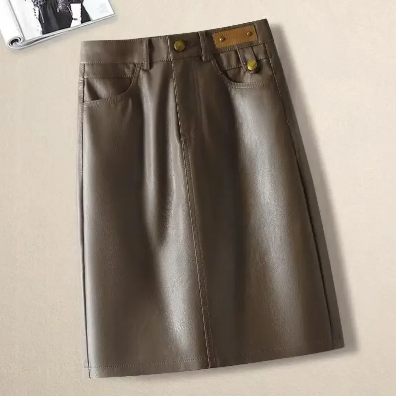 New leather  half body skirt for women