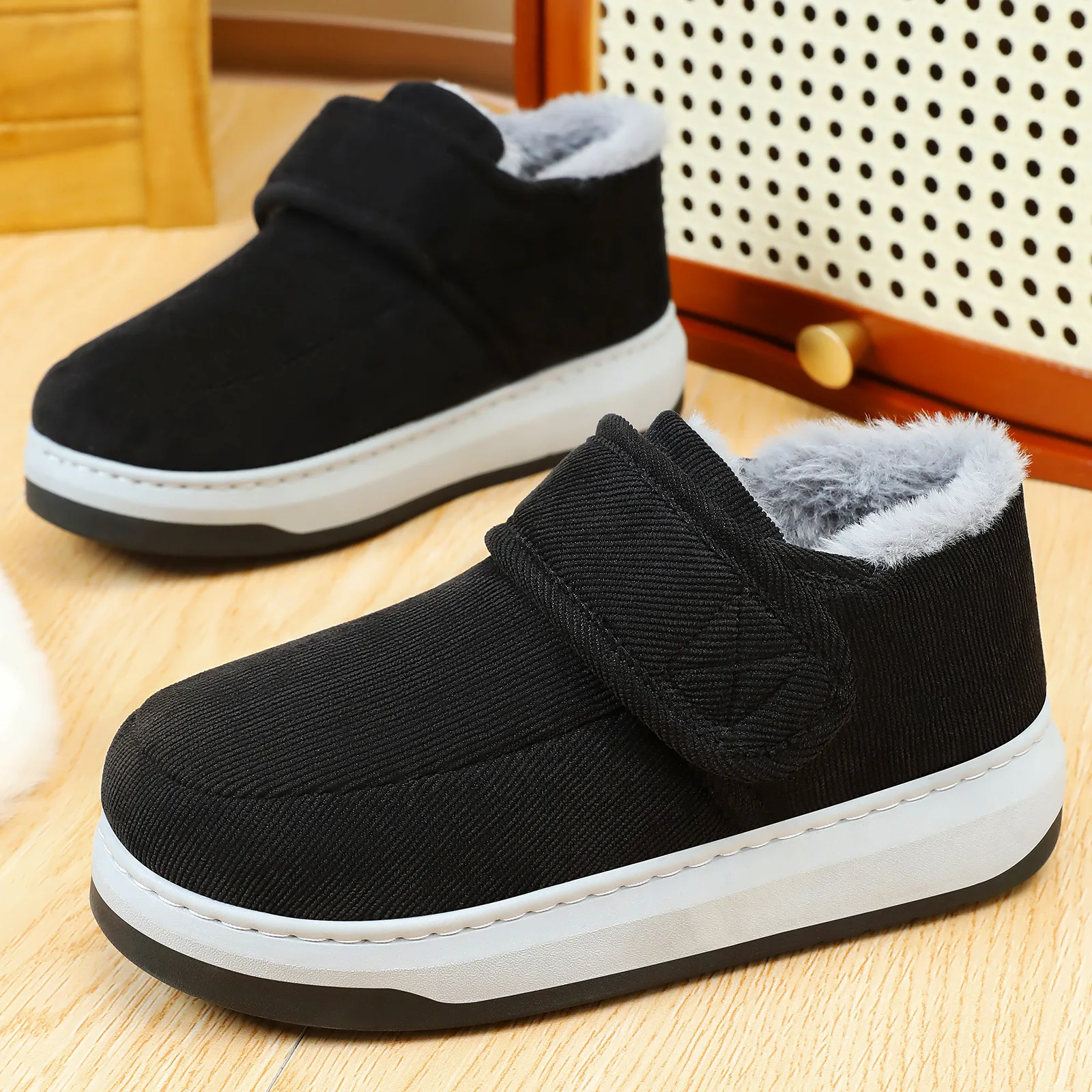 Мужская зимняя хлопковая обувь ручной работы с высоким берцем - Фотография_2