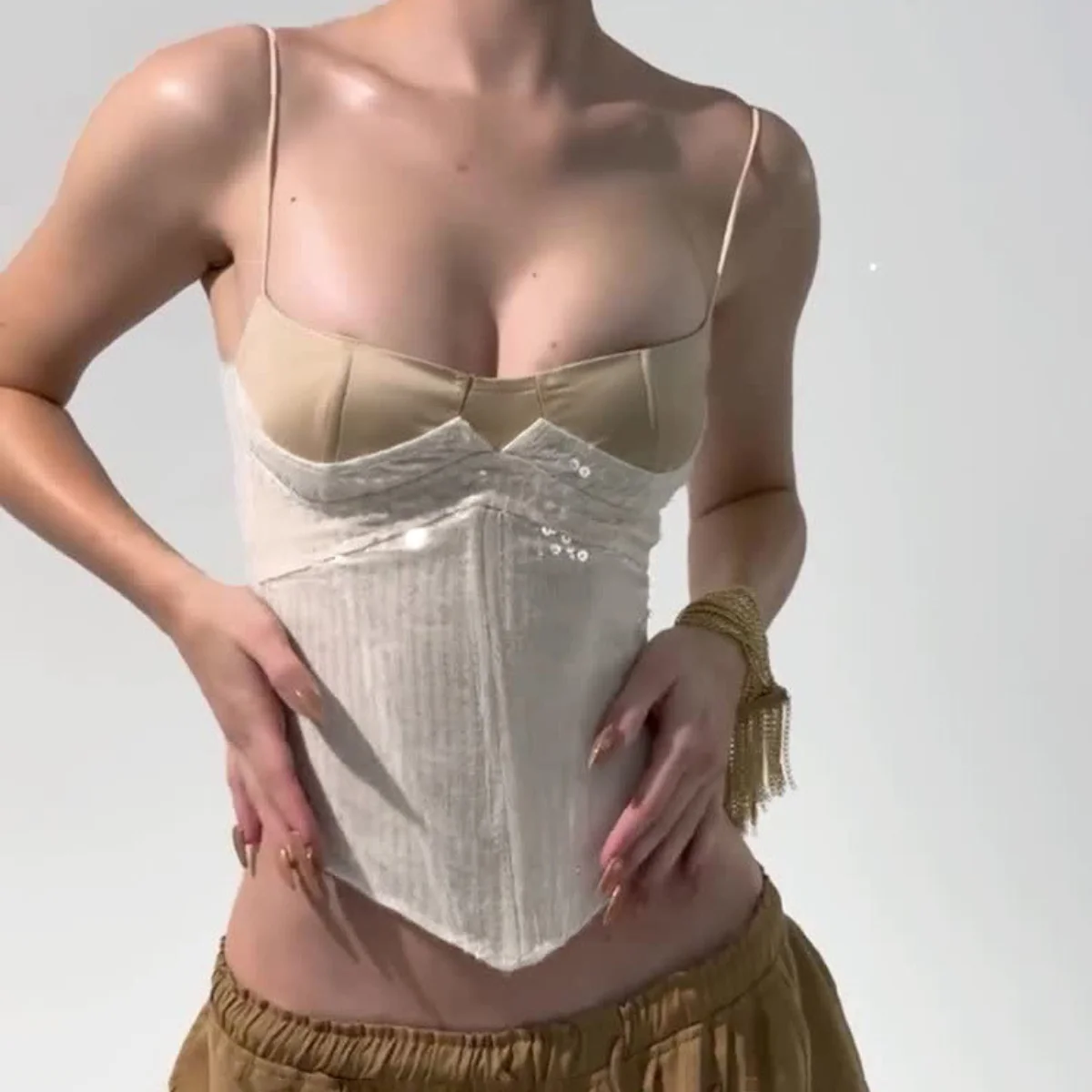 Лоскутный корсет с блестками