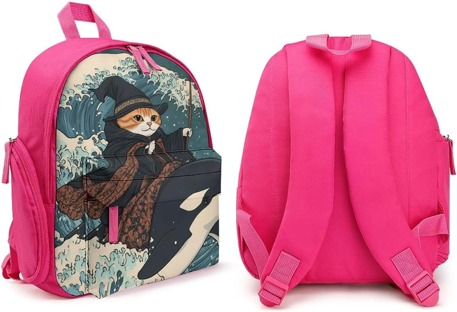 Кошачий кит, японский океанский волнистый дорожный рюкзак для ноутбука - Фотография_4