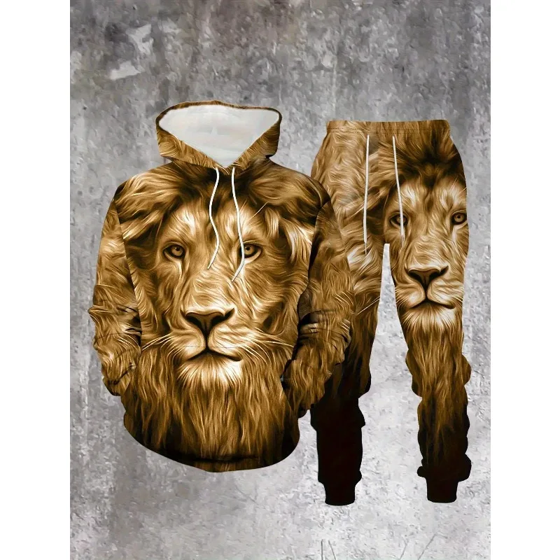 Мужская толстовка с капюшоном и 3d принтом льва - Фотография_2