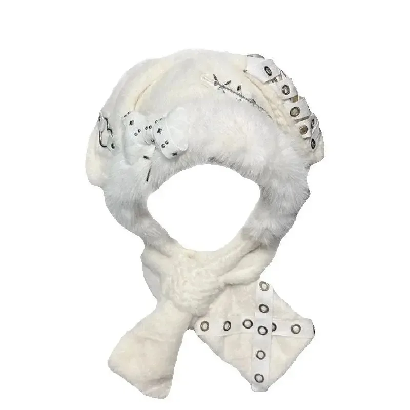 Милая пушистая японская кружевная шапка harajuku y2k для девочек - Фотография_6