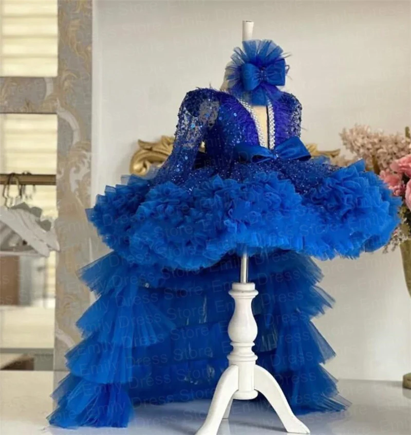 Королевское синее платье с цветочным