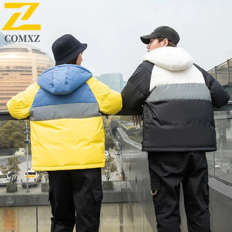 Comxz мужская куртка для хлеба с цветными блоками и капюшоном - Фотография_4