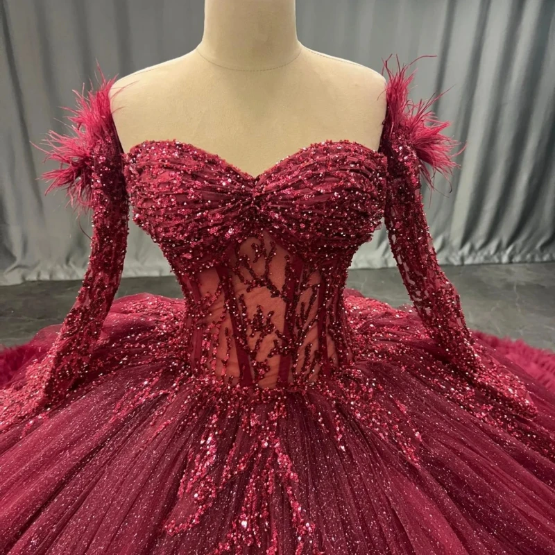 Блестящие красные платья quinceanera - Фотография_5