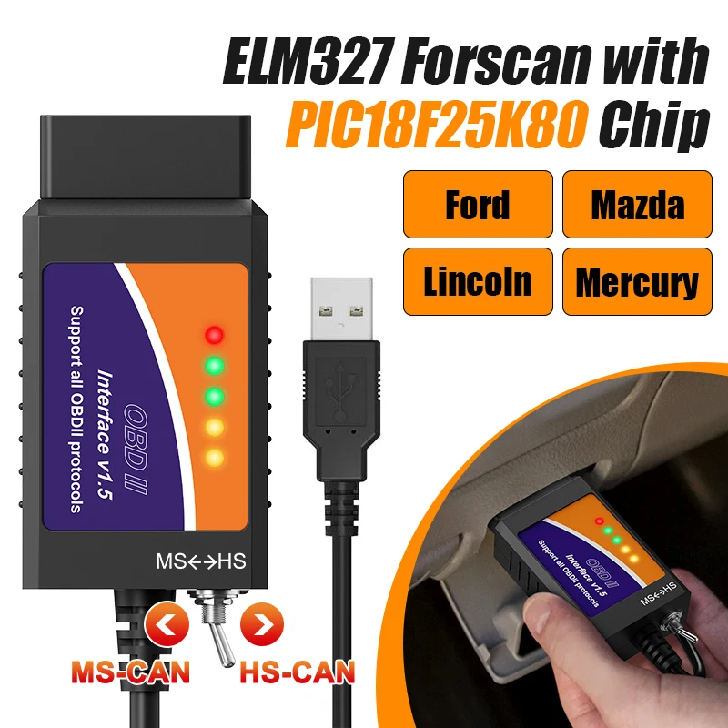 Forscan elm 327 obd2 диагностический сканер usb v1