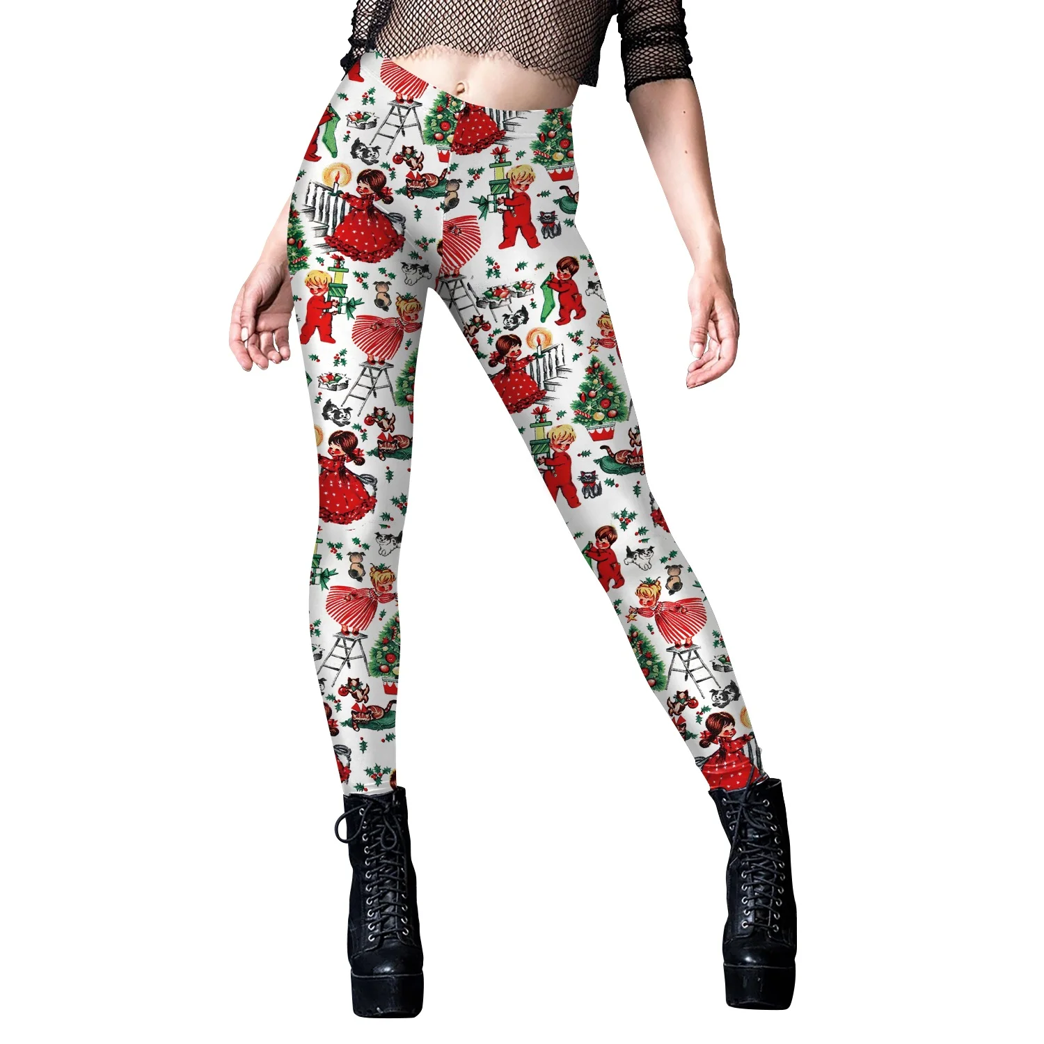 Женские брюки для йоги с рисунком рождественской елки - Фотография_6