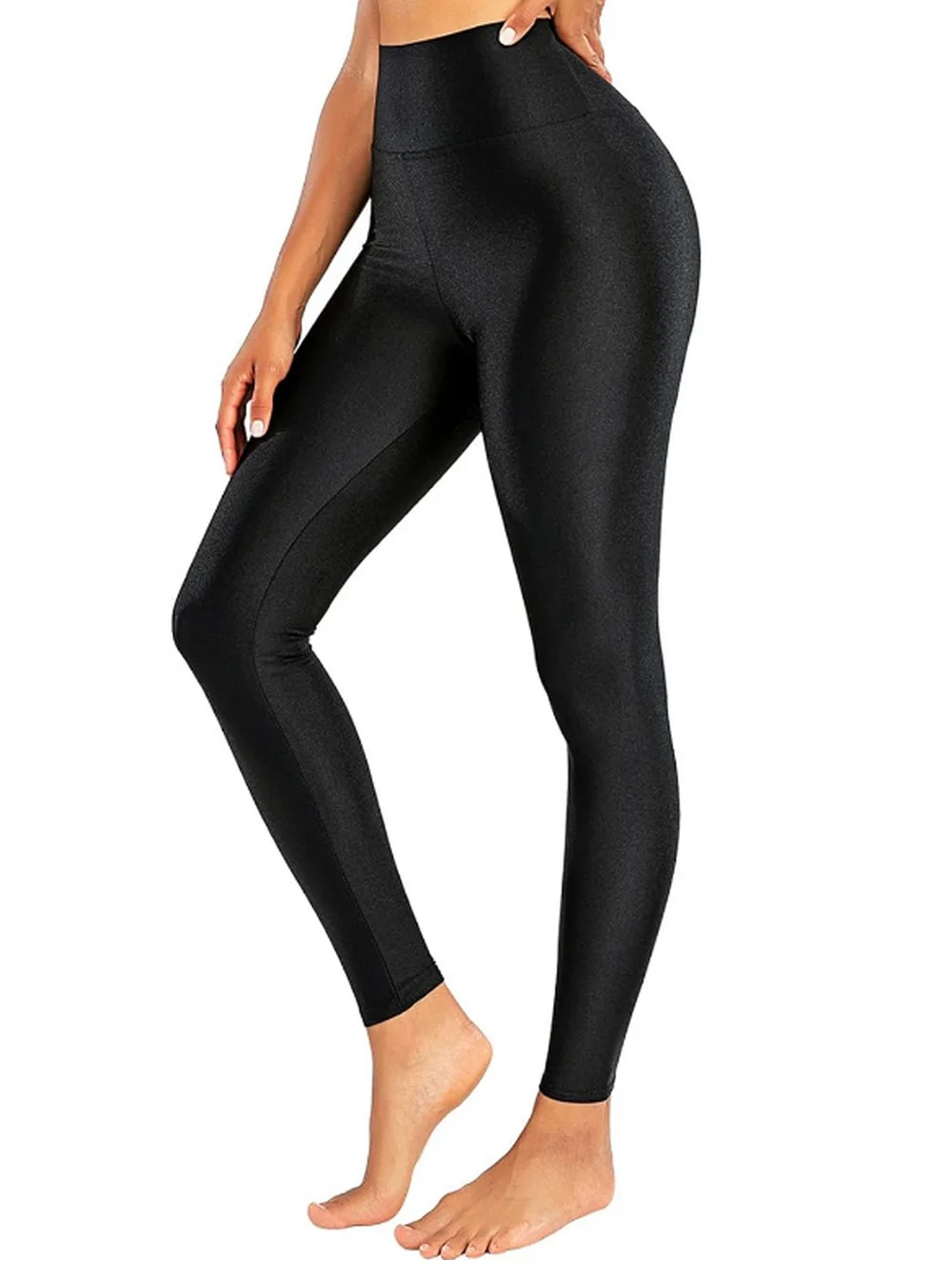 Блестящие леггинсы с высокой талией