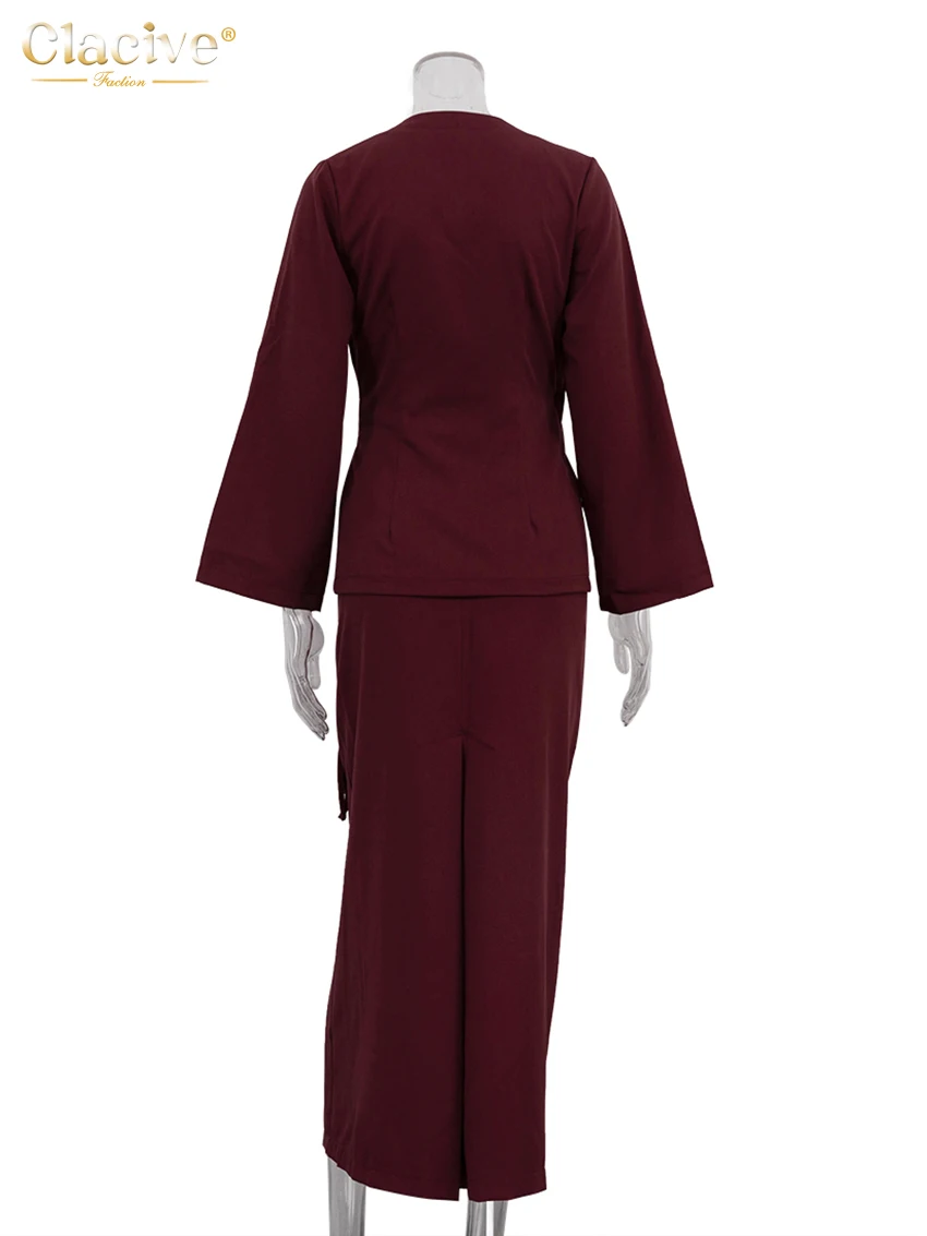 Clacive fashion свободный винно-красный - Фотография_6