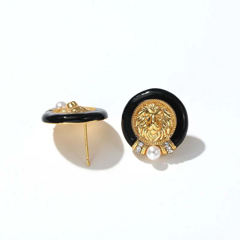 Винтажные средневековые серьги с золотым жемчугом льва - Фотография_3