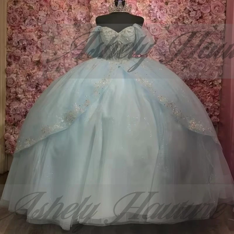 Платье quinceanera на заказ ice blue sweet 16 - Фотография_4