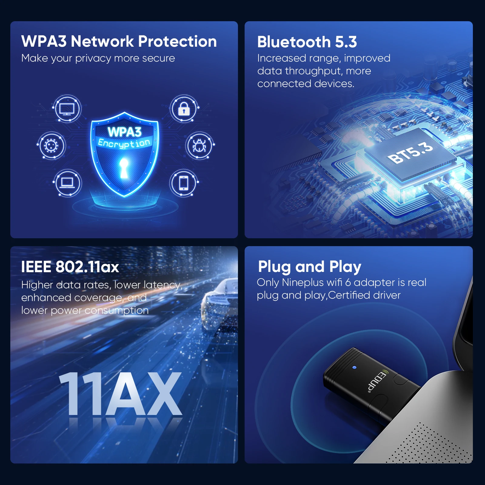 Edup ax910 wifi6 usb-адаптер bluetooth 5 - Фотография_4