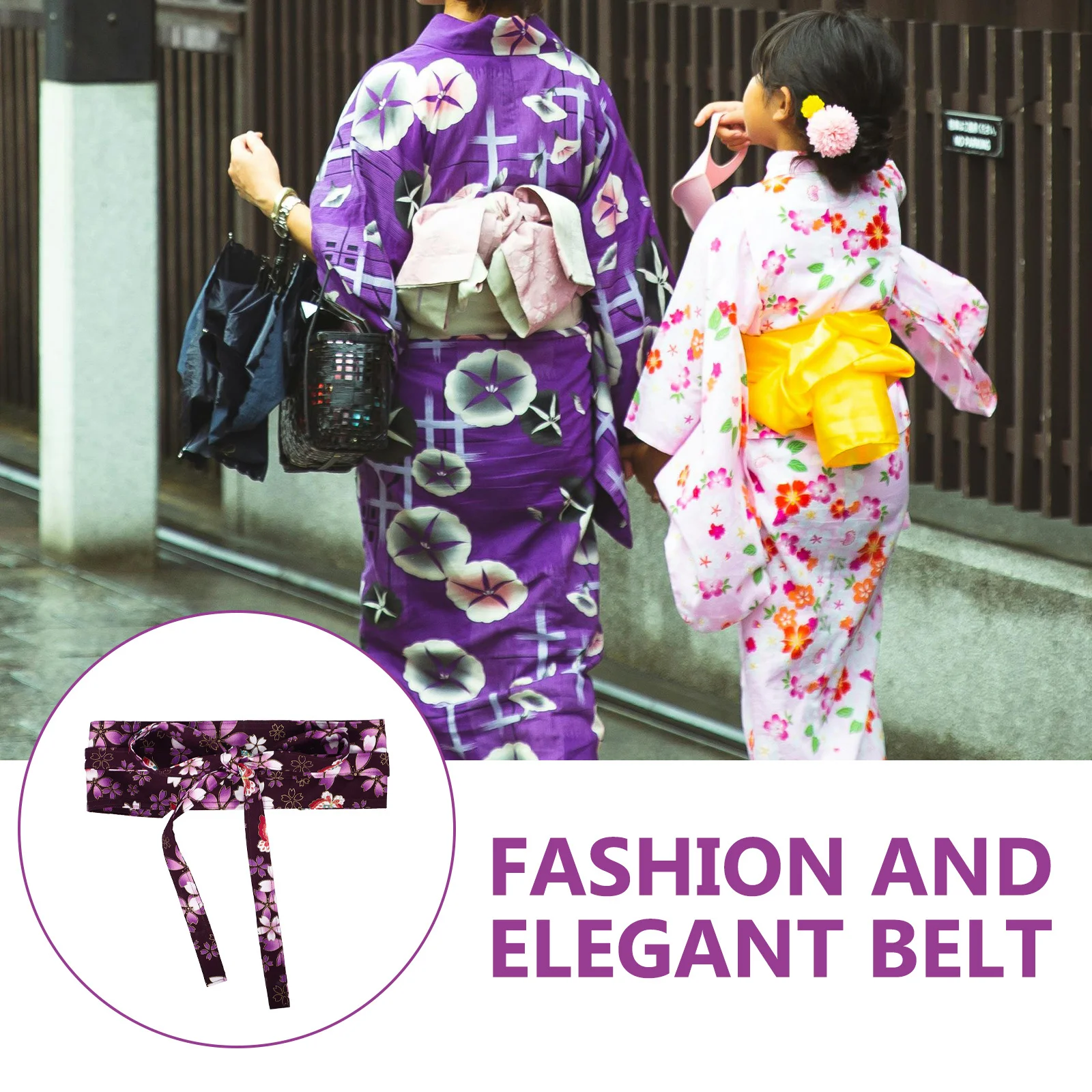 Японский пояс, широкий винтажный пояс с кисточками - Фотография_2