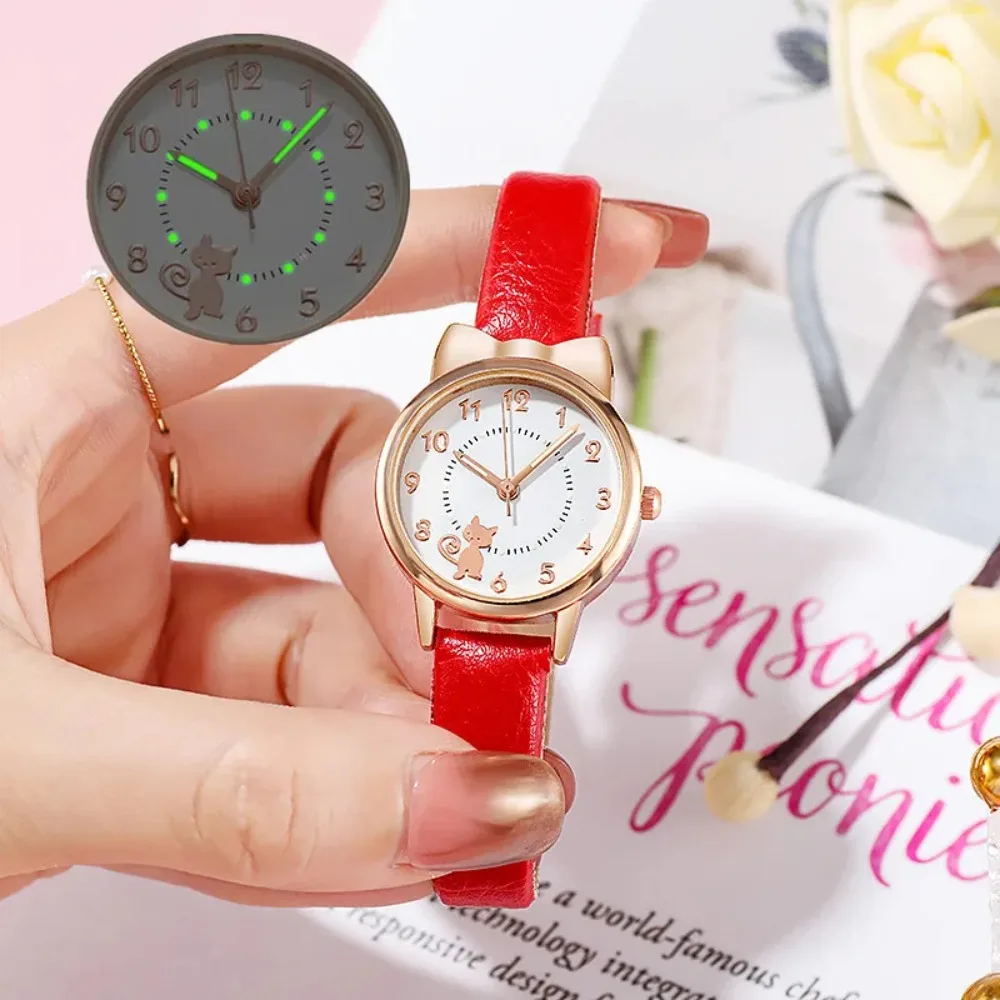 Цифровые детские часы с кожаным ремешком для девочек и студентов