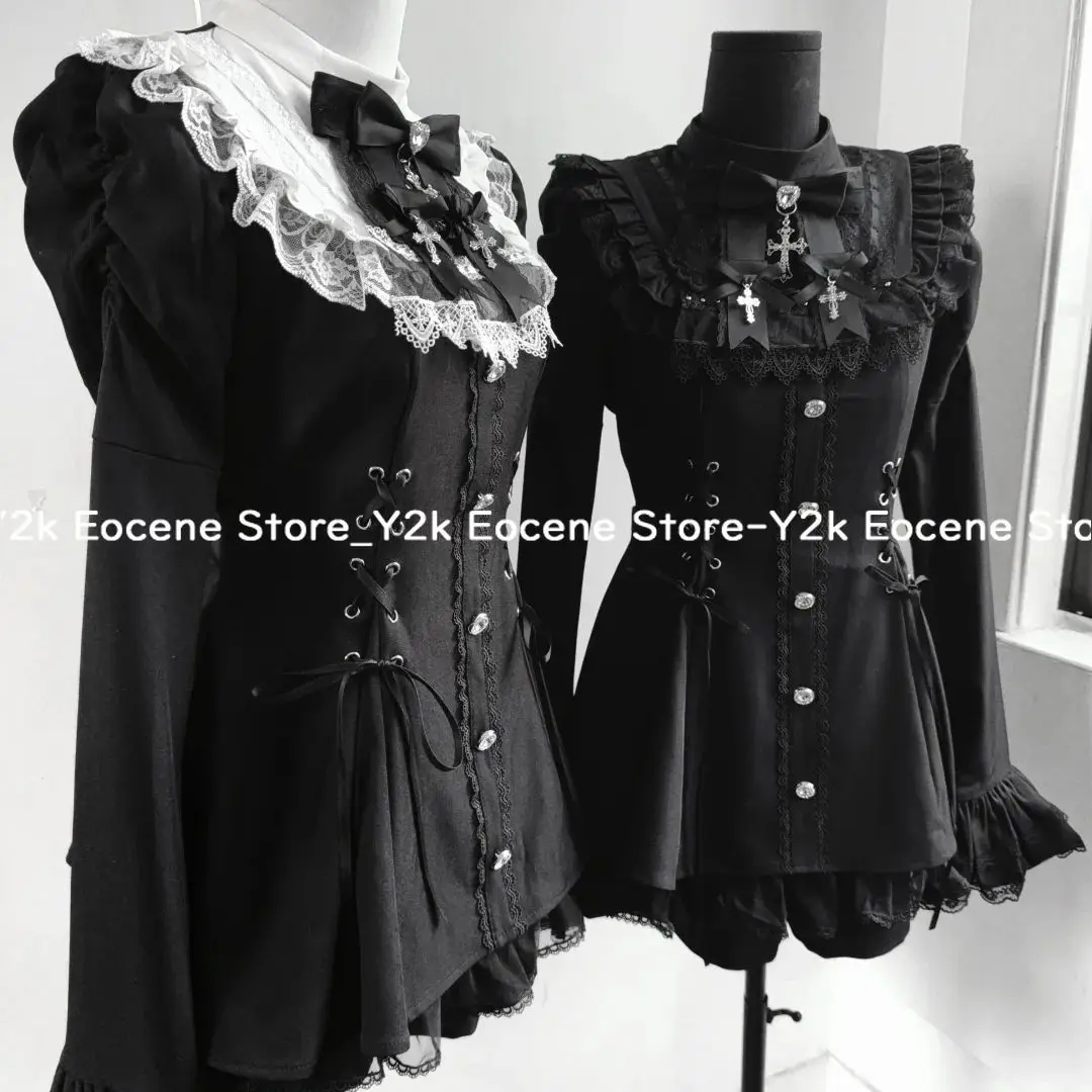 Y2k эстетическое платье в стиле лолиты с бантом и шортами - Фотография_5