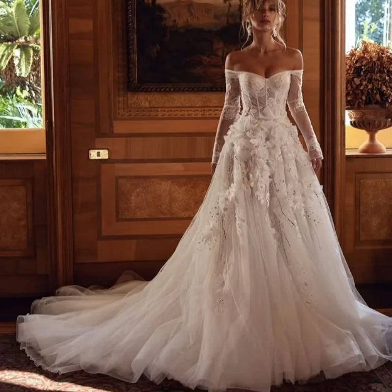 Простые кружевные белые свадебные - Фотография_3