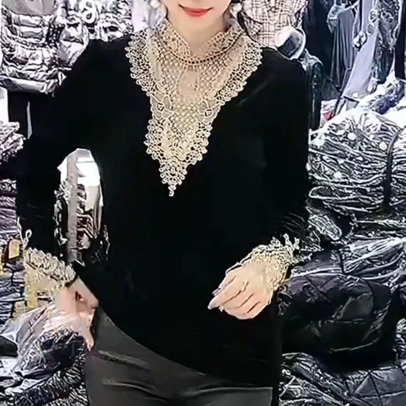 Женская кружевная блузка с длинным рукавом - Фотография_2