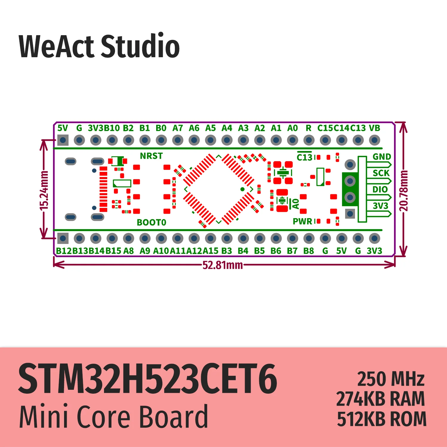 Weact stm32h523cet6 stm32h523ce - Фотография_4
