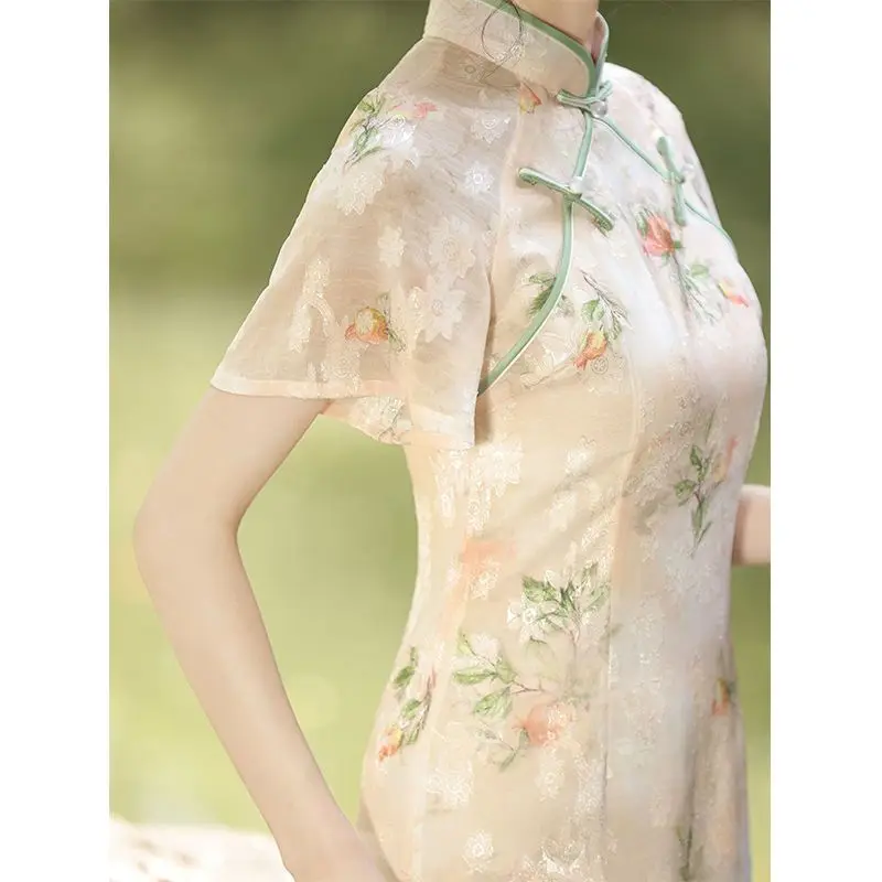 Женское платье-ципао с коротким рукавом - Фотография_4