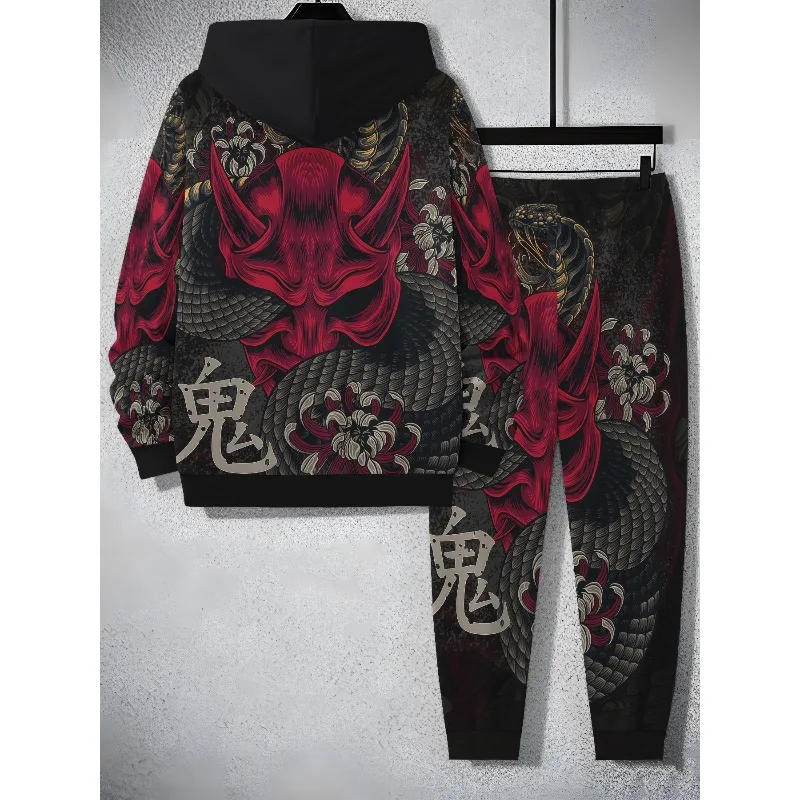 Мужская толстовка с капюшоном и брюками с 3d-принтом - Фотография_6