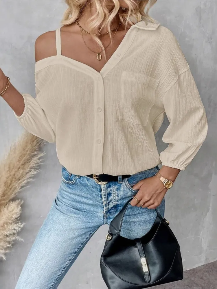 Женская однотонная рубашка - Фотография_2