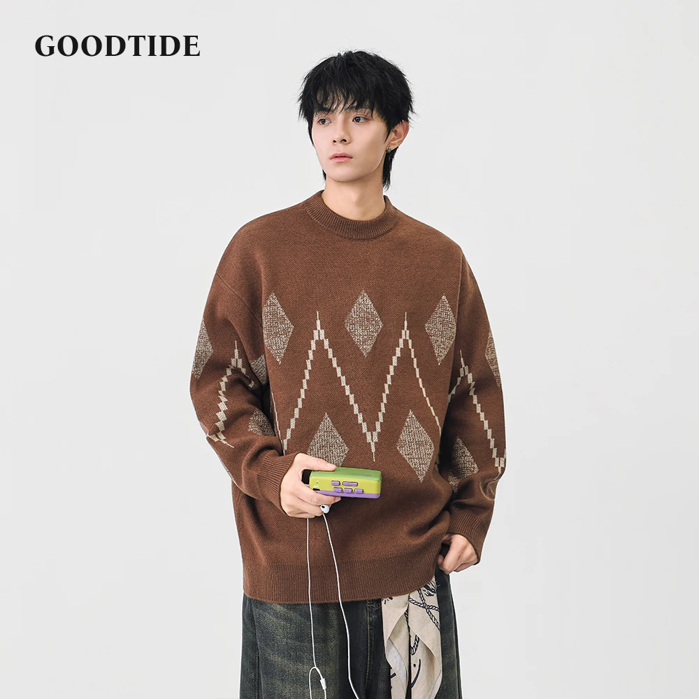 Модный мужской повседневный свитер с круглым вырезом - Фотография_4