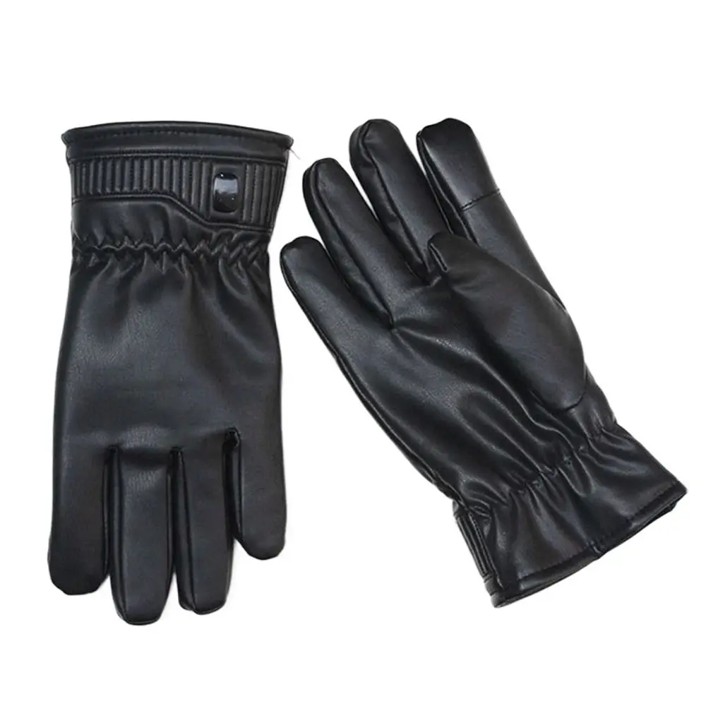 Водонепроницаемые черные зимние перчатки из искусственной кожи - Фотография_3