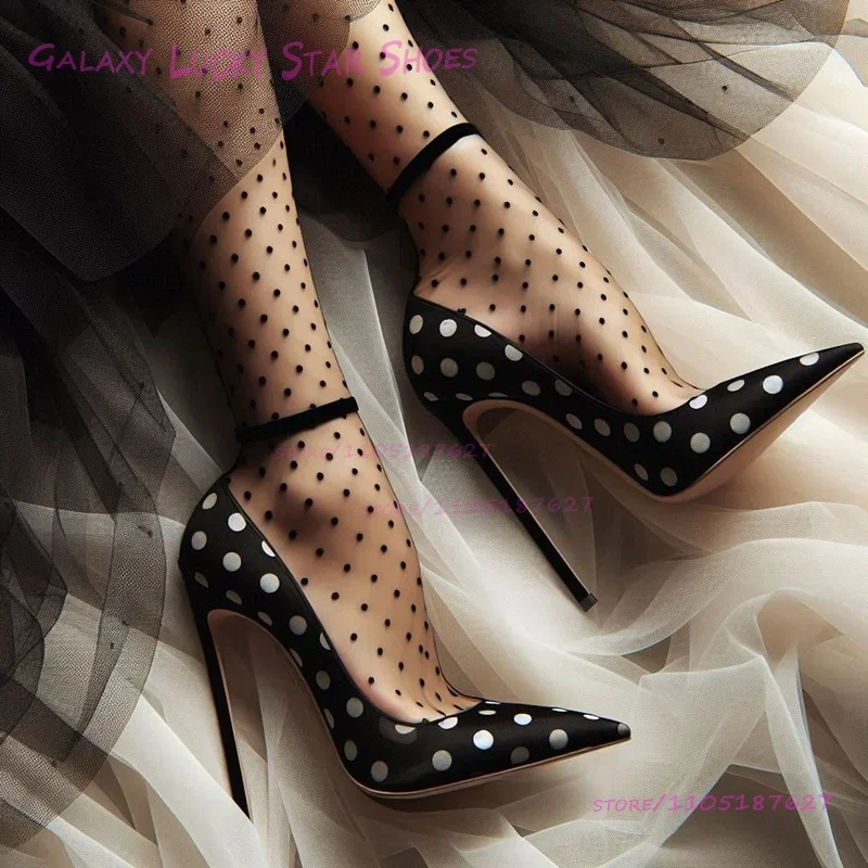 2026 черные настоящие белые атласные туфли-лодочки в пятнах для девочек - Фотография_3