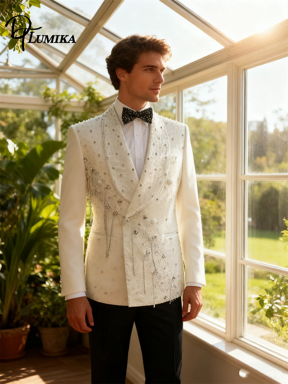 Dtlumika мужской костюм со стразами