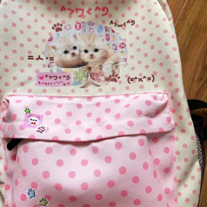 Рюкзаки kawaii sweet cat dot контрастного цвета y2k - Фотография_4