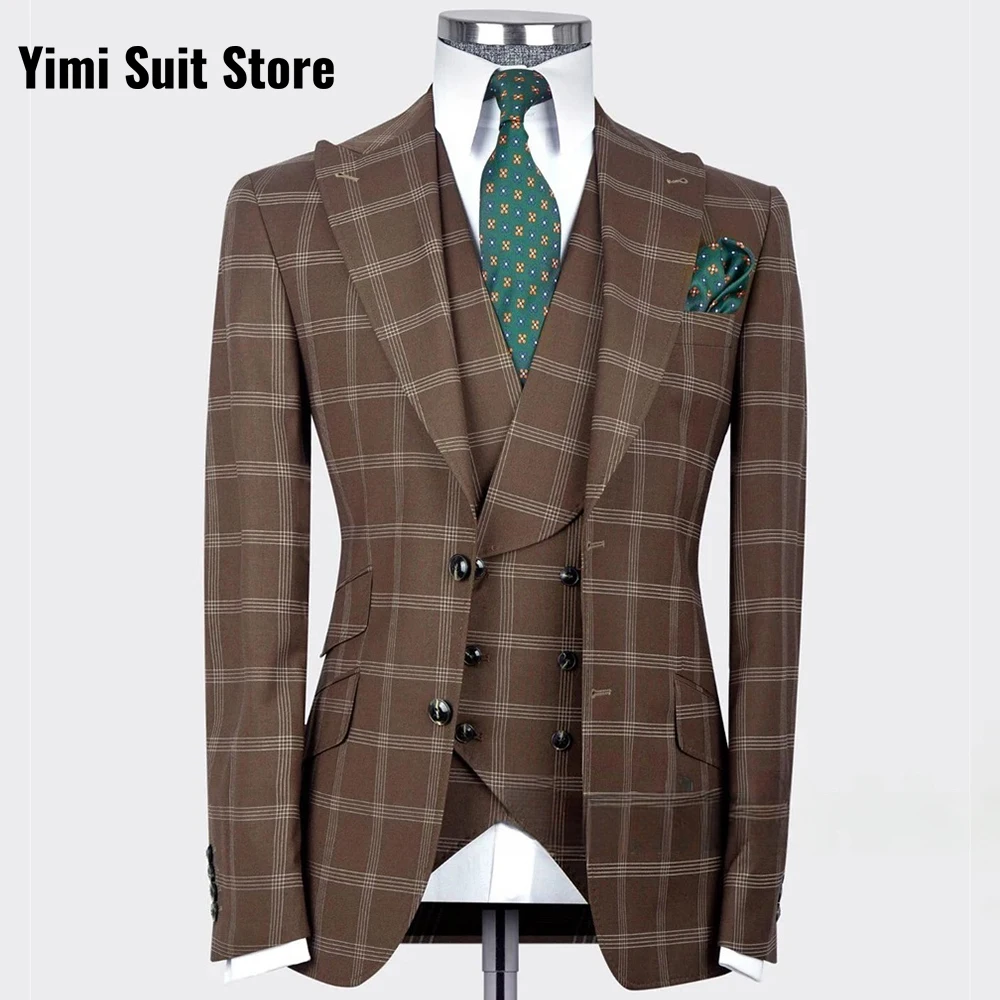 Yiminpwp клетчатый мужской костюм из 3 предметов