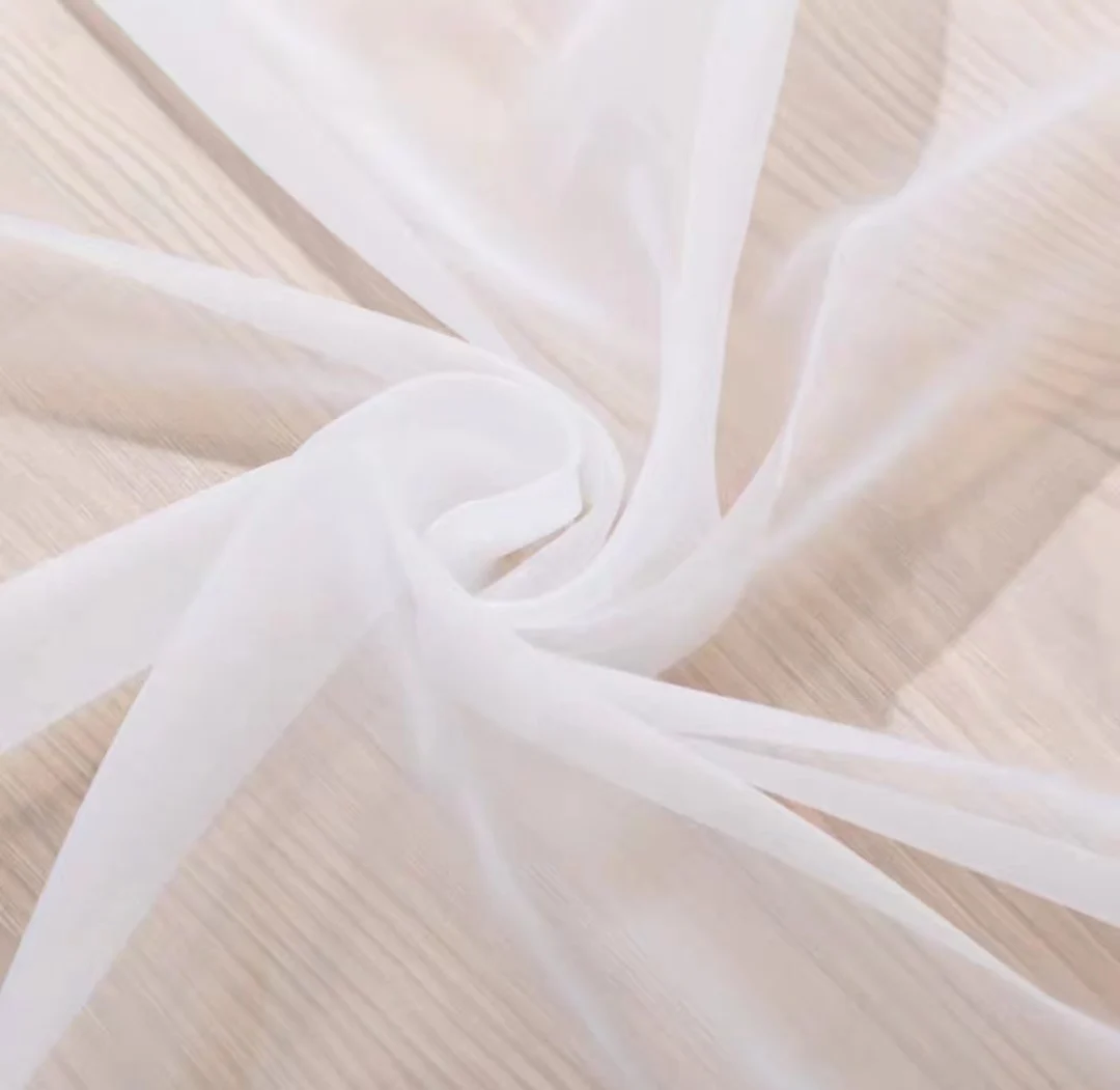 Современные белые однотонные тюлевые шторы для гостиной - Фотография_6