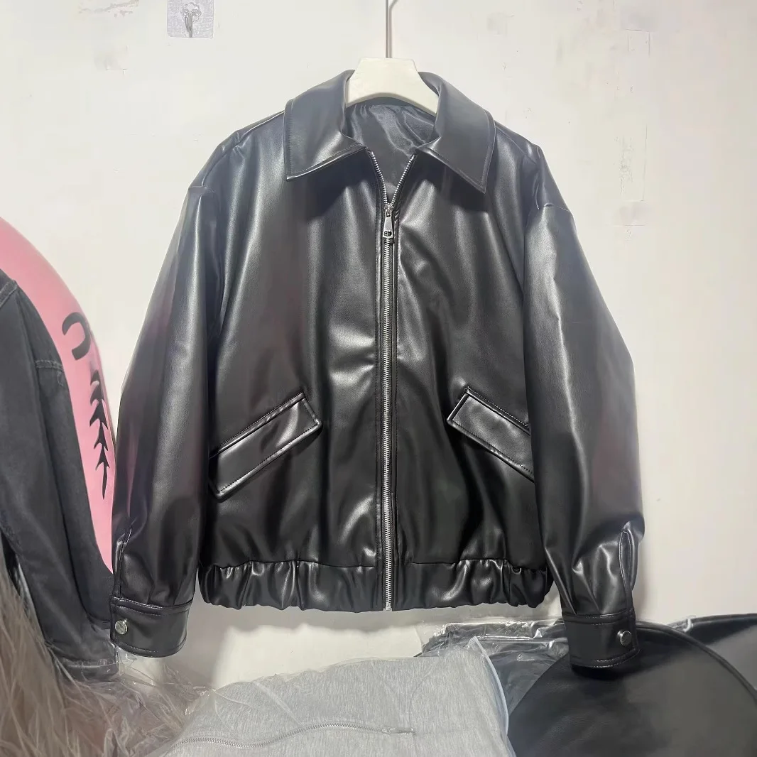 Женское модное кожаное пальто осень/зима - Фотография_2