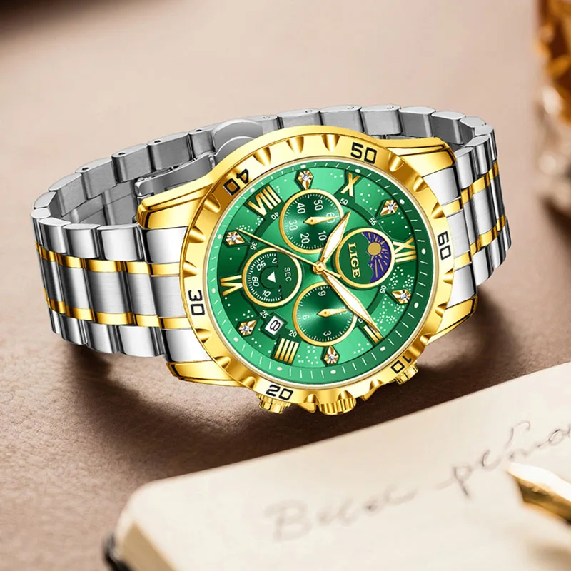 Lige новые 24-часовые мужские часы с фазой луны - Фотография_4