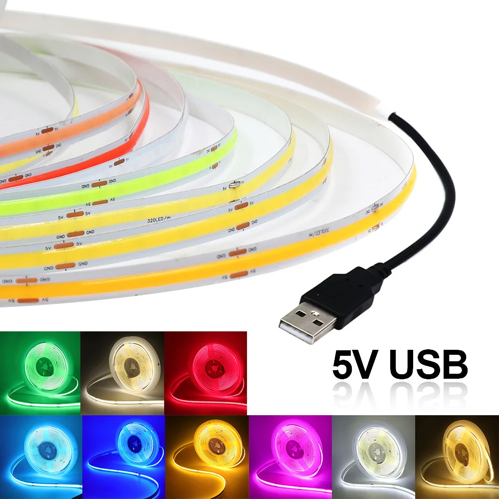 5 в usb cob светодиодная лента
