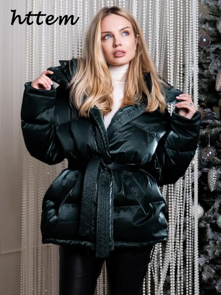 Шикарная светоотражающая тканевая хлопковая куртка на шнуровке с капюшоном