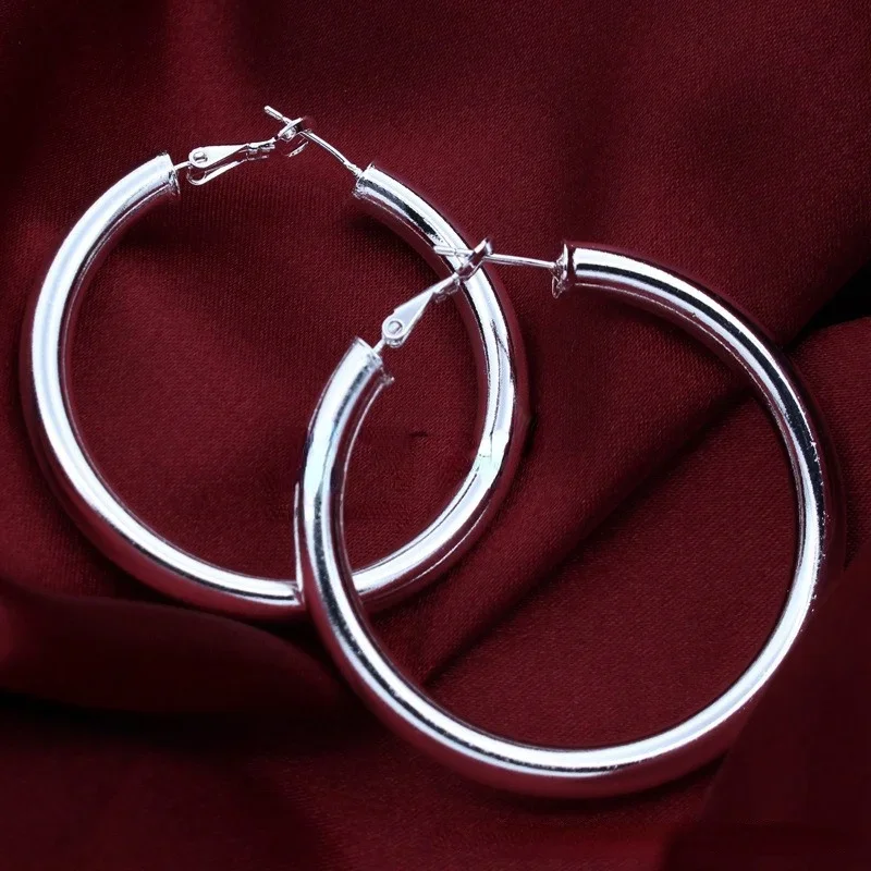 Женские серьги-кольца из серебра 925 пробы