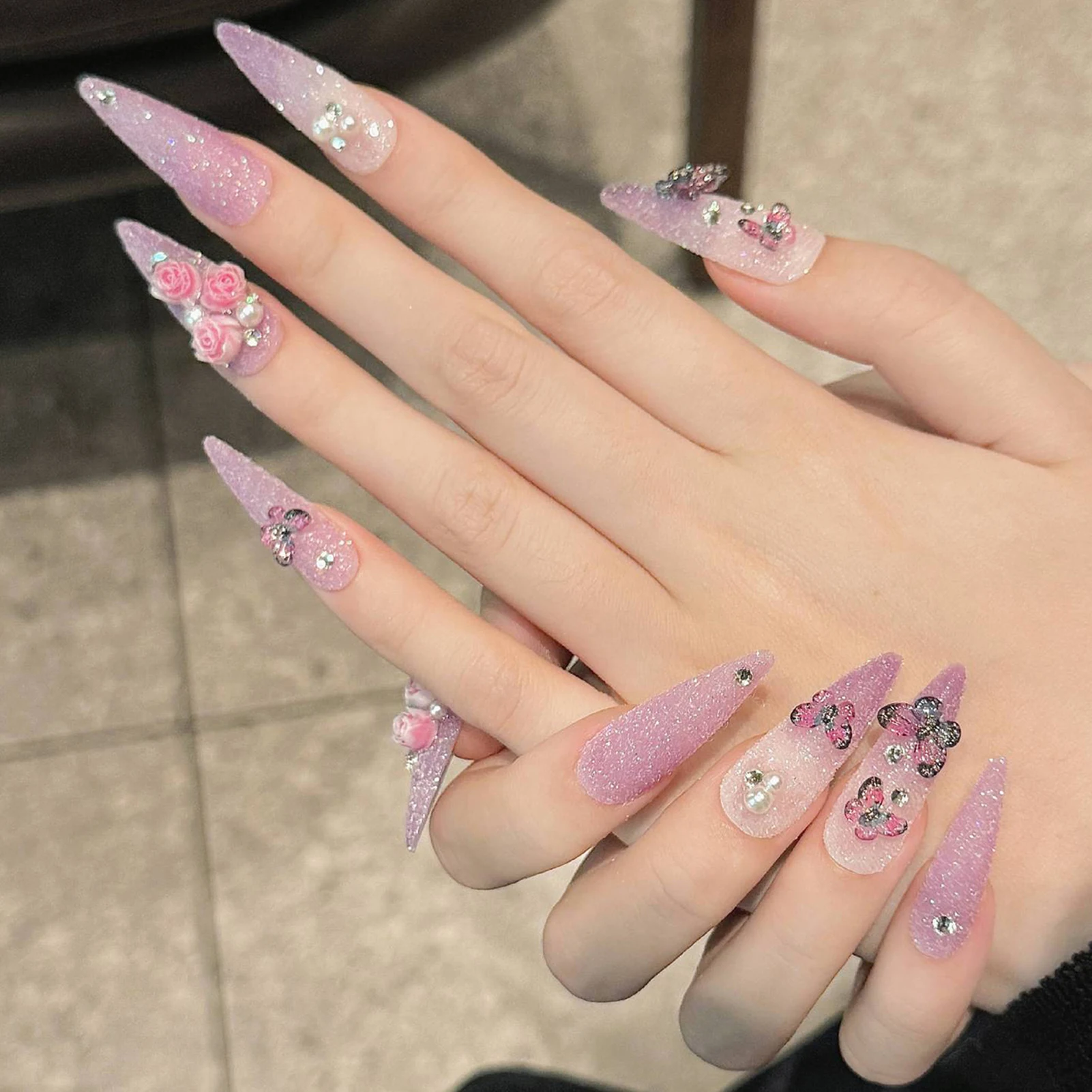 Длинные накладные ногти ручной работы на шпильке - Фотография_4